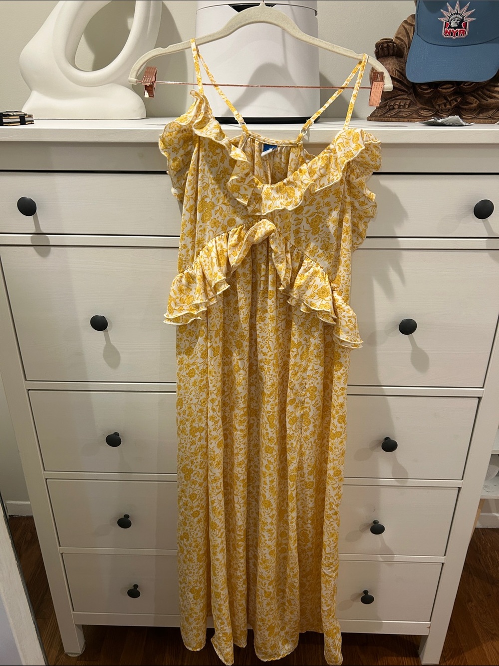Old Navy Yellow Floral Ruffle Maxi Dress